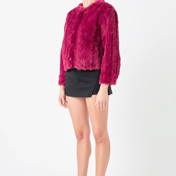 Endless Rose Fuchsia Faux Fur Coat/Jacket with Gold Buttons NWOT (XS) - Picture 11 of 11